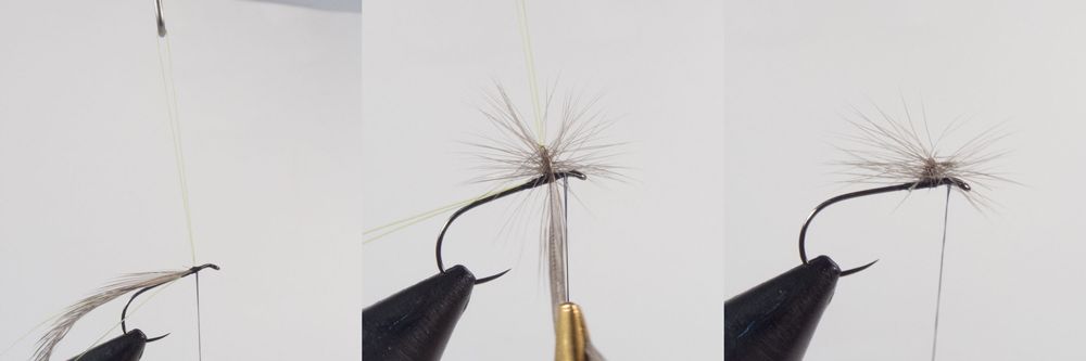 montaje mosca seca con parachute hilo